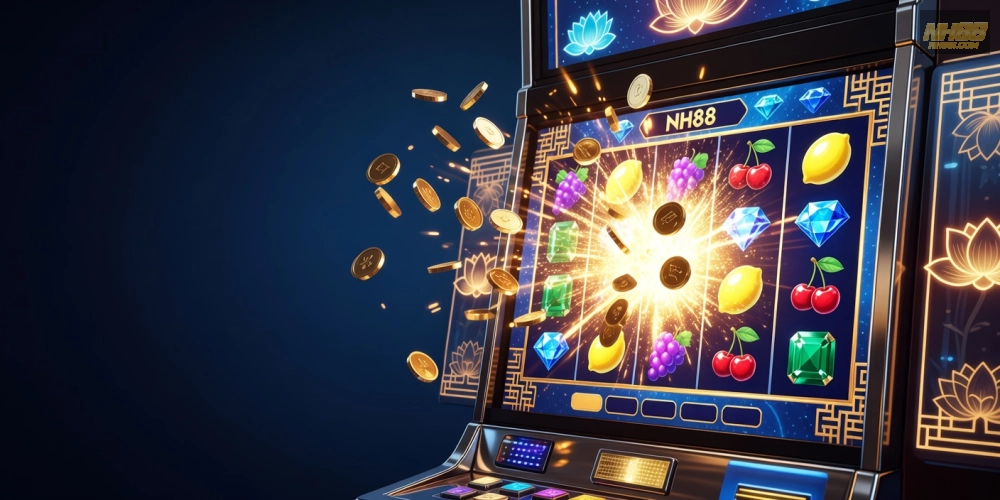Minh họa khái niệm game nổ hũ rút tiền mặt trên nền tảng NH88 với jackpot hấp dẫn