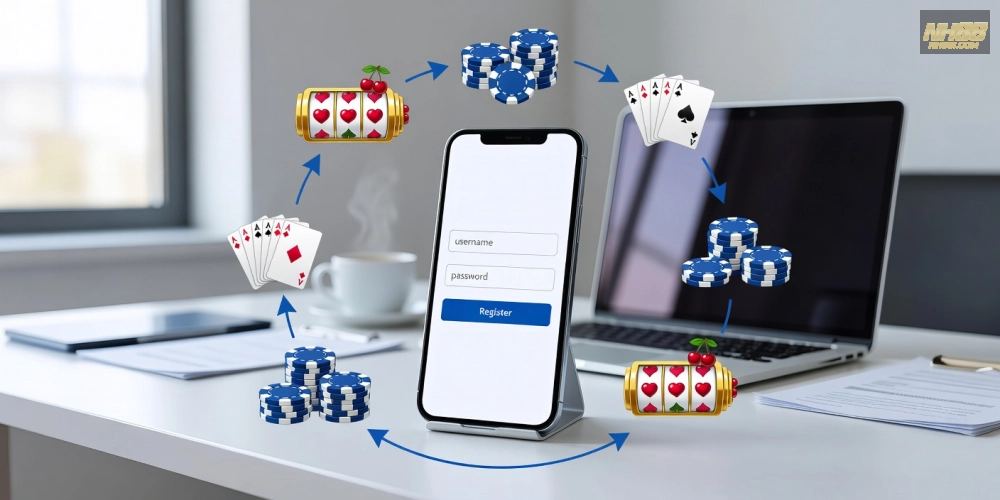 Hình ảnh hướng dẫn đăng ký live casino slot games nh88 với các bước đơn giản và giao diện thân thiện