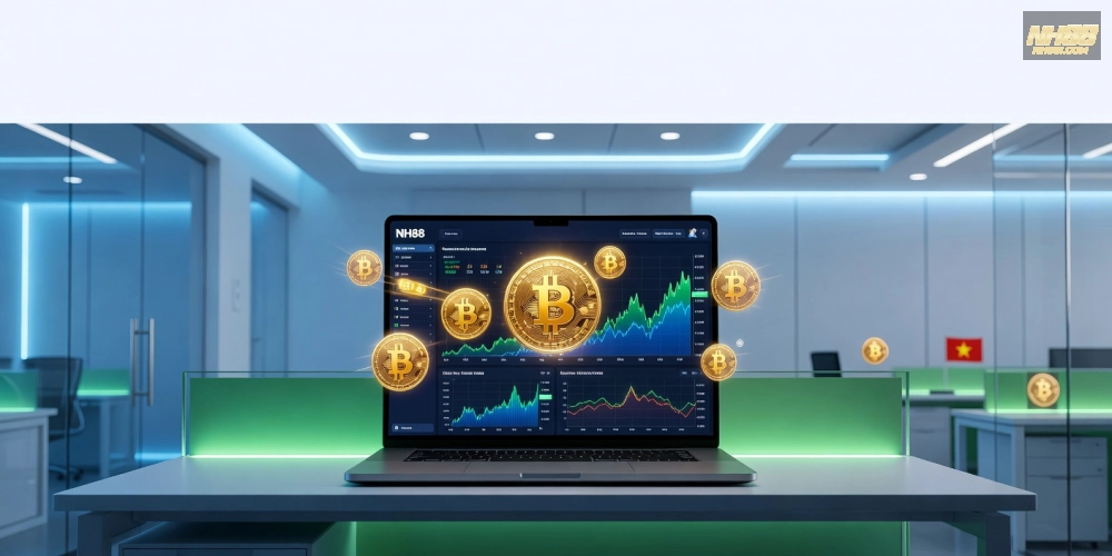 Hình minh họa khái niệm đào Bitcoin trên nền tảng NH88 một cách đơn giản và dễ hiểu.