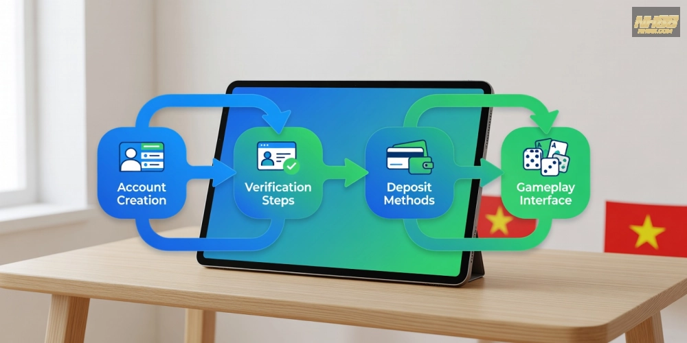 Hình minh họa khái niệm hướng dẫn nh88 với các bước cơ bản dễ hiểu cho người mới.