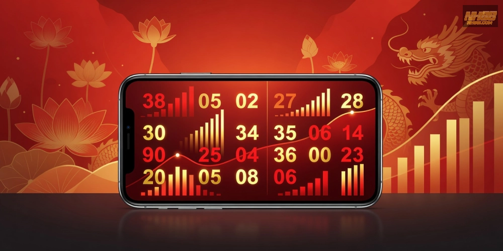Minh họa khái niệm kết quả xổ số nh88 với giao diện cập nhật realtime